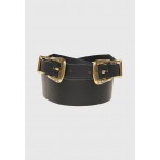 Funky Buddha Γυναικεία Ζώνη με Διπλή Αγκράφα Μαύρη