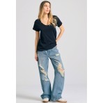 Funky Buddha The Essentials Γυναικείο Κοντομάνικο T-Shirt Μαύρο