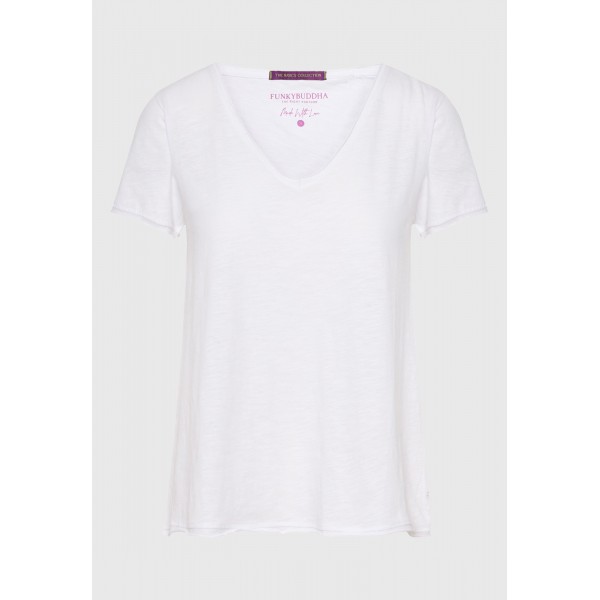 Funky Buddha The Essentials V-Neck T-Shirt Γυναικείο (FBL011-100-04-WHITE)