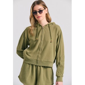 Funky Buddha Ζακέτα Βαμβακερή Γυναικεία (FBL011-100-06-OLIVE)