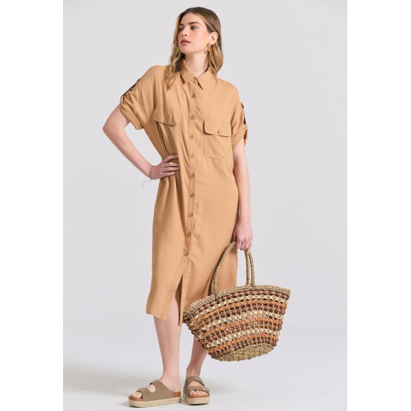 Funky Buddha Φόρεμα Maxi Γυναικείο (FBL011-100-13-TAUPE)