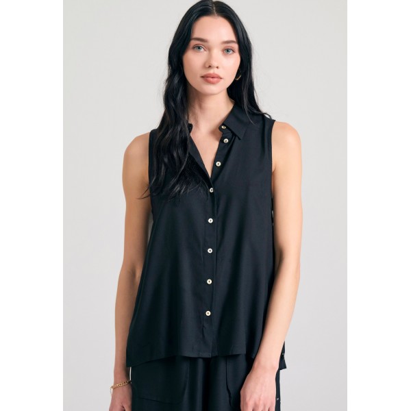 Funky Buddha The Essentials Πουκάμισο Αμάνικο Γυναικείο (FBL011-101-05-BLACK)