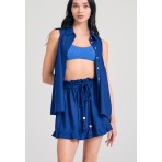 Funky Buddha The Essentials Πουκάμισο Αμάνικο Γυναικείο (FBL011-101-05-SKIPPER-BLUE)