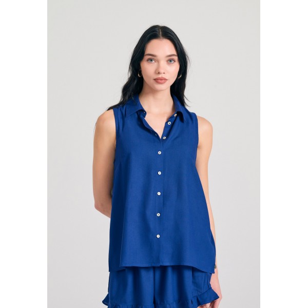 Funky Buddha The Essentials Πουκάμισο Αμάνικο Γυναικείο (FBL011-101-05-SKIPPER-BLUE)