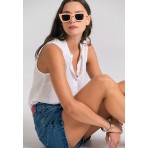 Funky Buddha The Essentials Γυναικείο Αμάνικο Πουκάμισο Λευκό