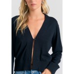 Funky Buddha Linen Blend Γυναικεία Ζακέτα Πλεκτή Μαύρη