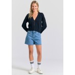 Funky Buddha Linen Blend Γυναικεία Ζακέτα Πλεκτή Μαύρη