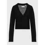Funky Buddha Linen Blend Γυναικεία Ζακέτα Πλεκτή Μαύρη