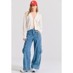 Funky Buddha Linen Blend Γυναικεία Ζακέτα Πλεκτή Λευκή