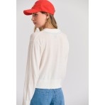 Funky Buddha Linen Blend Γυναικεία Ζακέτα Πλεκτή Λευκή