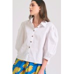 Funky Buddha Πουκάμισο Κοντομάνικο Γυναικείο (FBL011-102-05-WHITE)