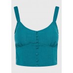 Funky Buddha Linen Blend Γυναικεία Αμάνικη Crop Top Μπλούζα