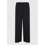 Funky Buddha Linen Blend Wide Leg Γυναικεία Παντελόνα Μαύρη