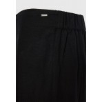 Funky Buddha Linen Blend Wide Leg Γυναικεία Παντελόνα Μαύρη