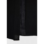 Funky Buddha Linen Blend Wide Leg Γυναικεία Παντελόνα Μαύρη