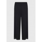 Funky Buddha Linen Blend Wide Leg Γυναικεία Παντελόνα Μαύρη