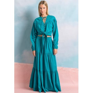 Funky Buddha Relaxed Fit Φούστα Maxi Γυναικεία (FBL011-104-14-PEACOCK)