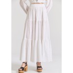 Funky Buddha Γυναικεία Maxi Φούστα Λευκή