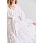 Funky Buddha Γυναικεία Maxi Φούστα Λευκή