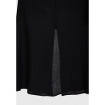 Funky Buddha Linen Blend Γυναικείο Αμάνικο Φόρεμα Midi Μαύρο