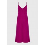 Funky Buddha Linen Blend Γυναικείο Αμάνικο Φόρεμα Midi Ματζέντα