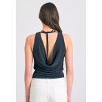 Funky Buddha Ντραπέ Μπλούζα Αμάνικη Γυναικεία (FBL011-107-17-BLACK)