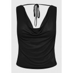 Funky Buddha Ντραπέ Μπλούζα Αμάνικη Γυναικεία (FBL011-107-17-BLACK)