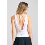 Funky Buddha Ντραπέ Μπλούζα Αμάνικη Γυναικεία (FBL011-107-17-WHITE)