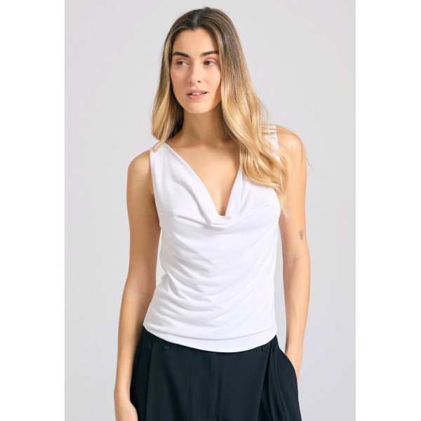 Funky Buddha Ντραπέ Μπλούζα Αμάνικη Γυναικεία (FBL011-107-17-WHITE)