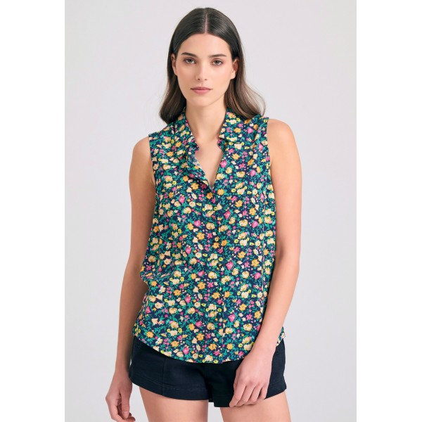 Funky Buddha Φλοράλ Πουκάμισο Αμάνικο Γυναικείο (FBL011-108-05-BLACK)