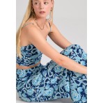 Funky Buddha Εμπριμέ Wide Leg Παντελόνα Γυναικεία (FBL011-109-02-MIDNIGHT-BLUE)