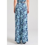 Funky Buddha Εμπριμέ Wide Leg Παντελόνα Γυναικεία (FBL011-109-02-MIDNIGHT-BLUE)
