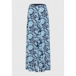 Funky Buddha Εμπριμέ Wide Leg Παντελόνα Γυναικεία (FBL011-109-02-MIDNIGHT-BLUE)