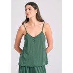 Funky Buddha Γυναικεία Αμάνικη Μπλούζα Πράσινη