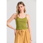 Funky Buddha Γυναικείο Αμάνικο Crop Top Λαχανί