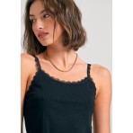 Funky Buddha Γυναικείο Αμάνικο Crop Top Μαύρο