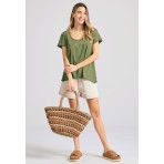 Funky Buddha The Essentials Γυναικείο Κοντομάνικο T-Shirt Χακί
