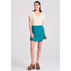 Funky Buddha Linen Blend Skort Φούστα Mini Γυναικεία (FBL011-112-03-PEACOCK)