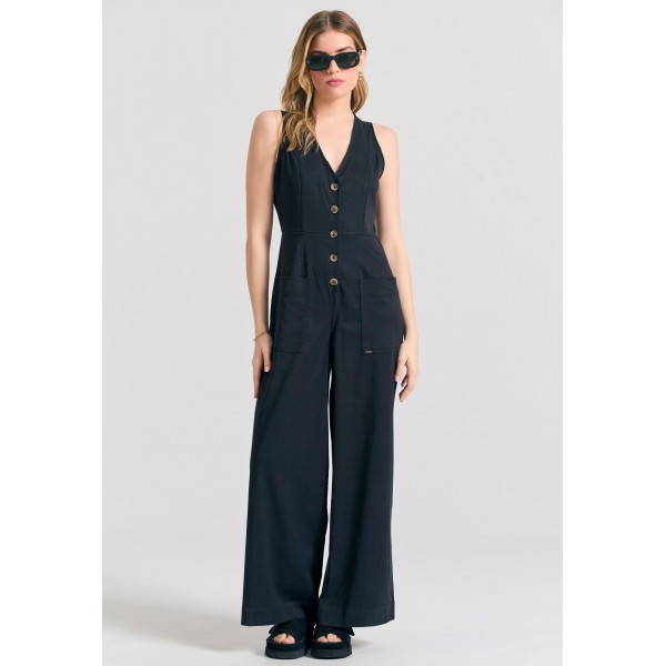 Funky Buddha Lyocell Blend Ολόσωμη Φόρμα Γυναικεία (FBL011-112-12-BLACK)
