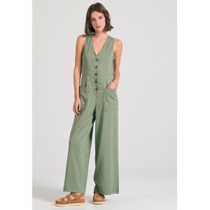 Funky Buddha Lyocell Blend Ολόσωμη Φόρμα Γυναικεία (FBL011-112-12-HUNTER-GREEN)