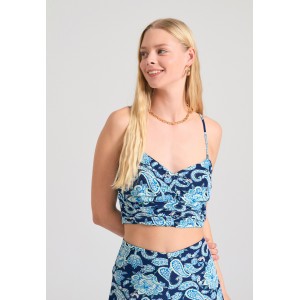 Funky Buddha Εμπριμέ Crop Top Αμάνικο Γυναικείο (FBL011-112-17-MIDNIGHT-BLUE)