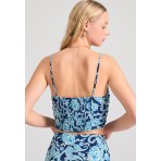 Funky Buddha Γυναικείο Αμάνικο Crop Top Εμπριμέ