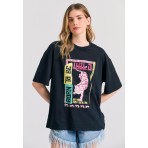 Funky Buddha Γυναικεία Κοντομάνικη Μπλούζα Μαύρη