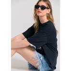 Funky Buddha Γυναικεία Κοντομάνικη Μπλούζα Μαύρη