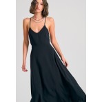 Funky Buddha Lyocell Φόρεμα Midi Γυναικείο (FBL011-116-13-BLACK)