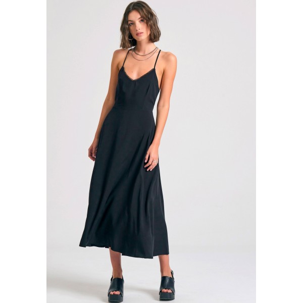 Funky Buddha Lyocell Φόρεμα Midi Γυναικείο (FBL011-116-13-BLACK)
