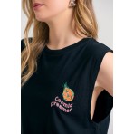 Funky Buddha Graphic Frame Γυναικεία Αμάνικη Μπλούζα Λευκή