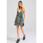 Funky Buddha Γυναικείο Mini Φόρεμα Φλοράλ Κρουαζέ με Βολάν