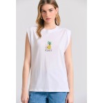 Funky Buddha Vintage Γυναικεία Αμάνικη Μπλούζα Λευκή