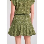 Funky Buddha Floral Γυναικεία Φούστα Mini Χακί